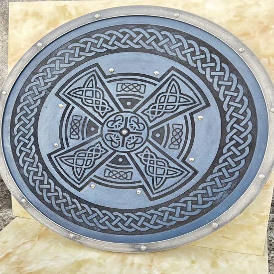 Viking Round Handmade Wooden Shield  Celtic Knot Design
