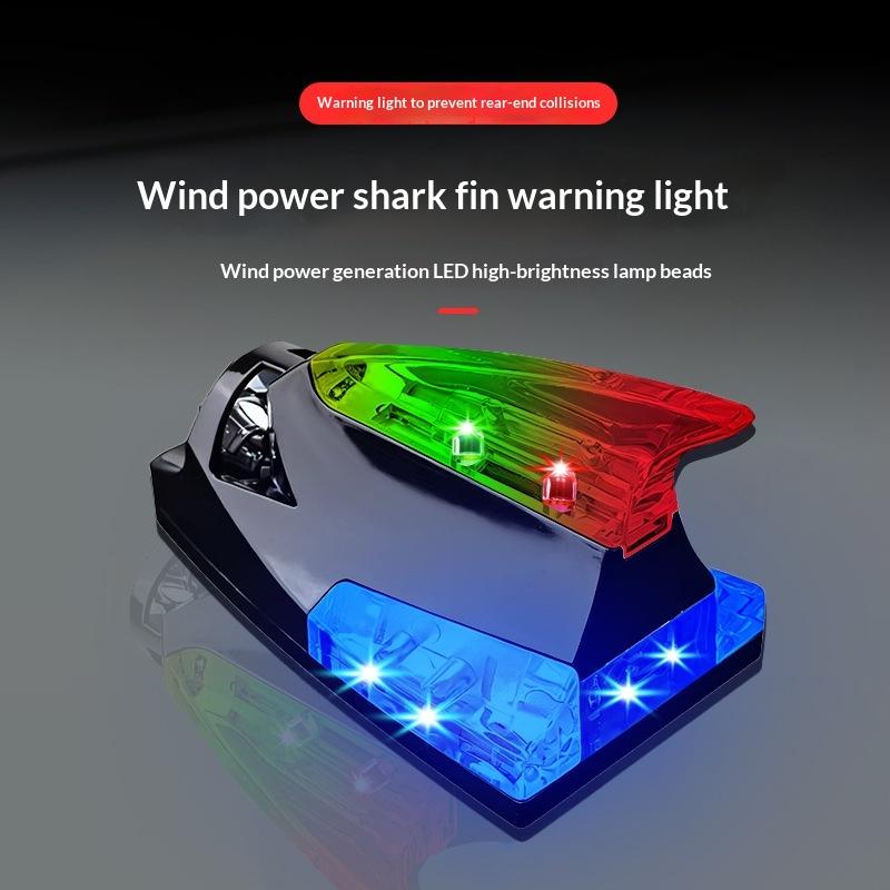 Universal Car Roof Car Truck Wind Powered Led Light Roof Light Fin Auto Safe Warning Lamp Colorful Flash Wind Antenna Lamp
