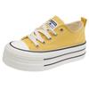 Small muffin thick-soled heightening board shoes women's 2025 spring new low-top canvas shoes lace-up casual little white shoes