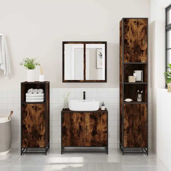 VidaXL Bathroom Vanity Unit Smoked Oak 65x33x60 Cm, Bathroom Sink Unit, Bathroom Furniture 849266