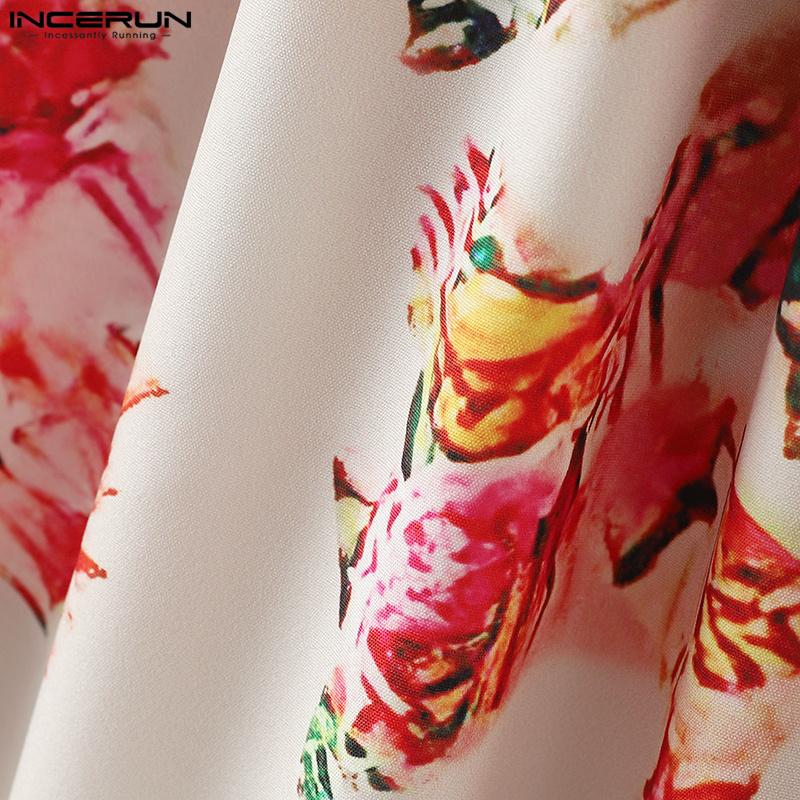 INCERUN Bohemian Men Floral Print Summer Pants Beach Holiday Wide Leg Trousers