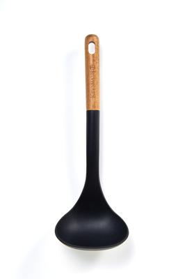 [Kevnhaun] Silicone Ladle Wooden Handle Black – Kitchen Tool