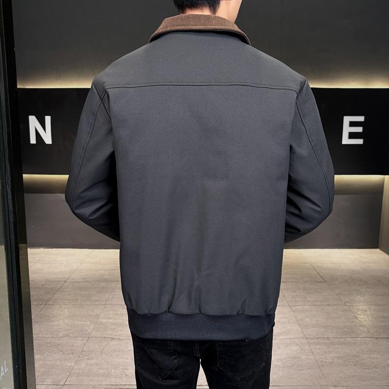 Printable Administrative Business Anti-wrinkle Down Jacket Men's Winter Lapel% White Duck Down Casual Cold-resistant Jacket Men