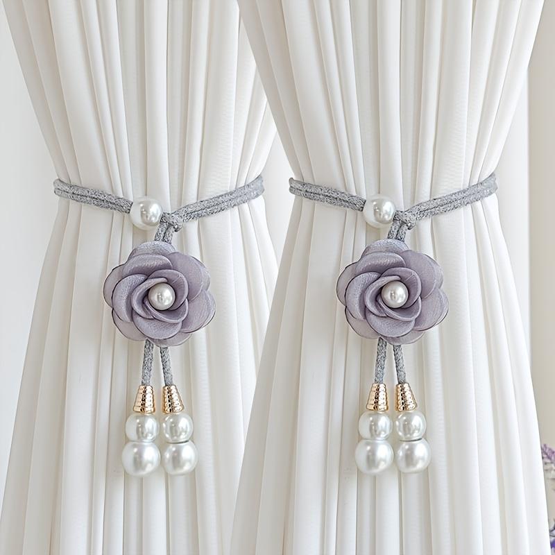 2Pcs Elegant Artificial Pearl Flower Curtain Tiebacks Adjustable Curtain Buckles Home Decor Add Warm Atmosphere To The Home