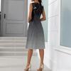 Women's Casual V-Neck Spring/Summer Sleeveless Button Retro Print Dress