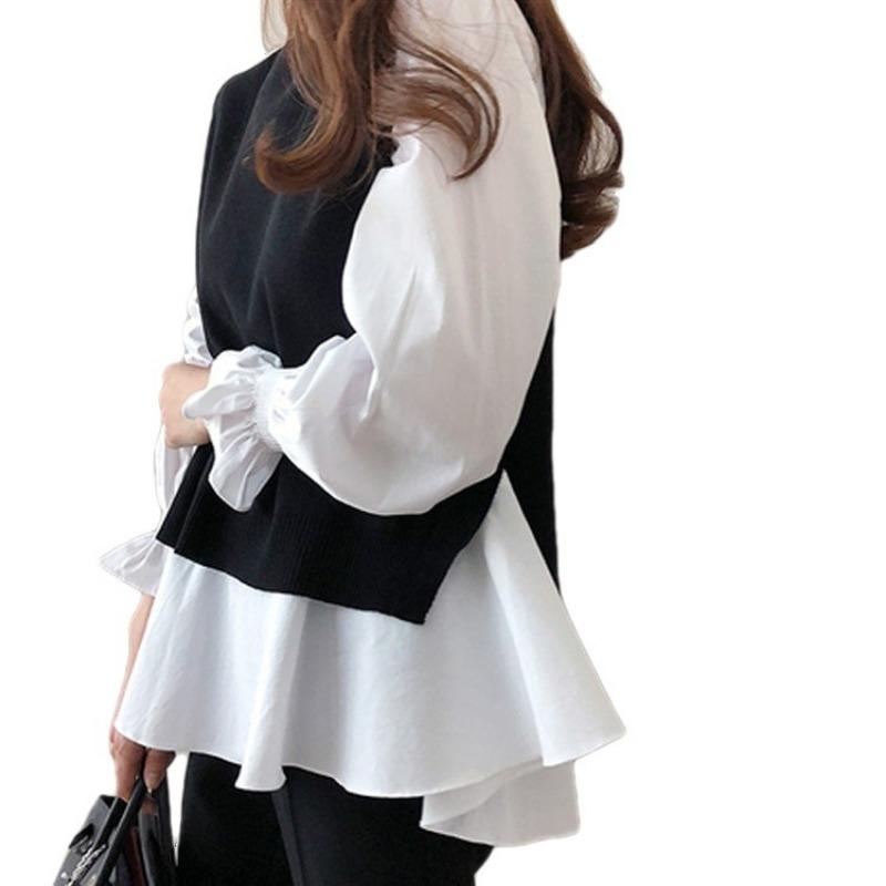 

Искусственные двухкомпонентные женские пуловеры с круглым вырезом и длинными рукавами M