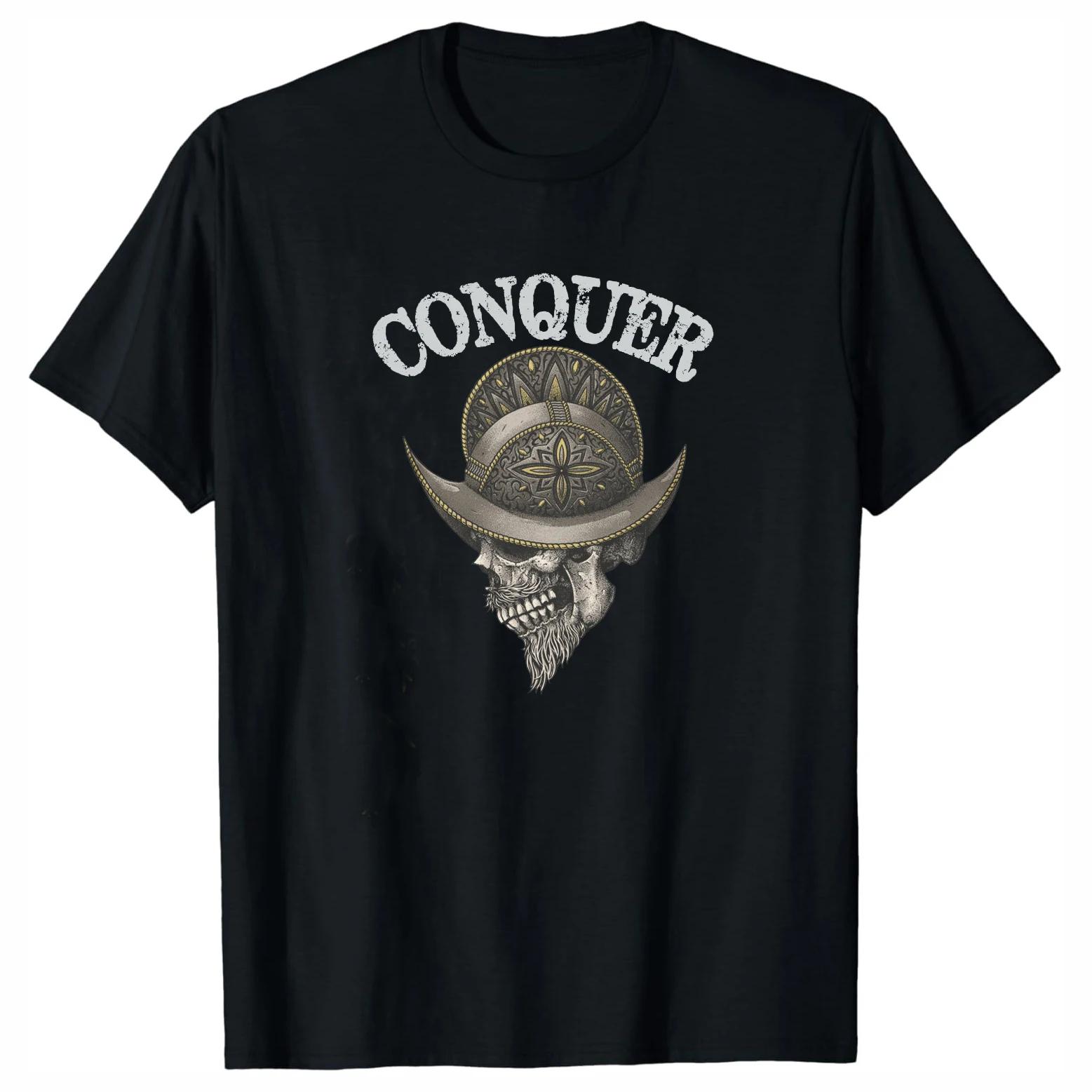 Vintage Conquistador Armored Helmet Skull TShirt 100 Cotton ONeck Summer Short Sleeve Casual Mens Tshirt Size S3XL S