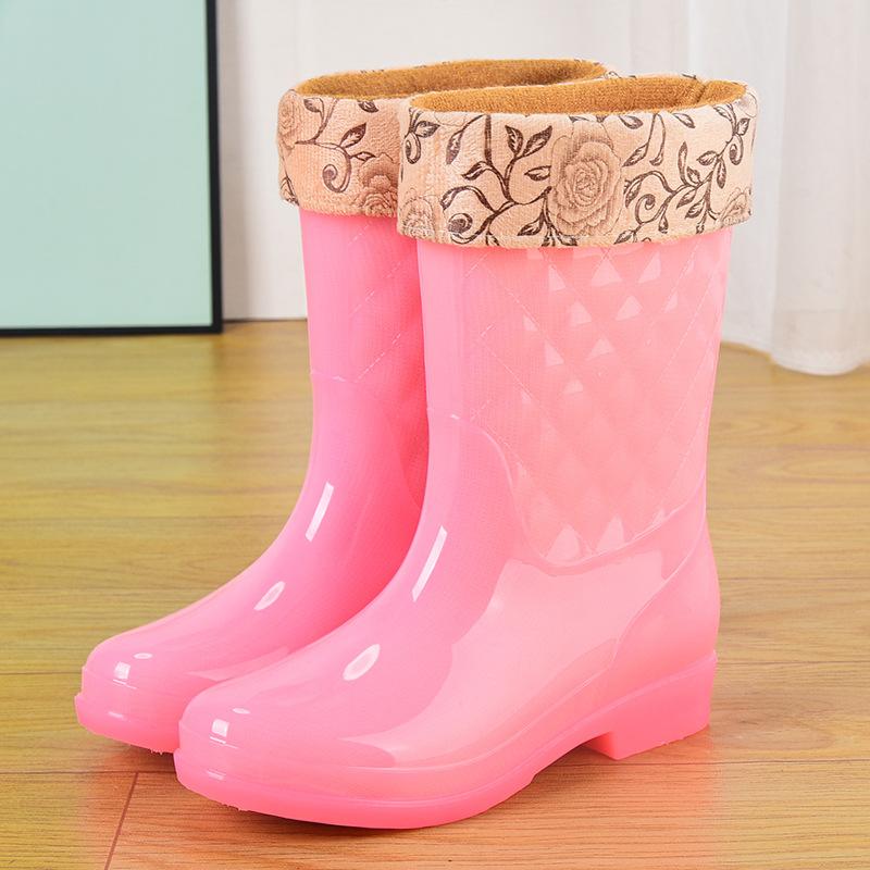 Jelly water boots tall waterproof shoes crystal rubber shoes non-slip cover shoes women's summer fashion rain shoes rain boots transparent thickened