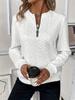 Cozy Textured Quarter Zip Pullover Sweatshirt - Soft, Long Sleeve, Casual Wear for Fall & Winter - Women's Comfort Clothing