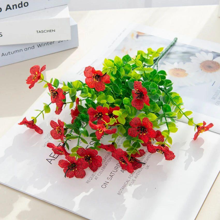 Künstliche Pflanze Blume Seide Kunststoff Eukalyptus violett Verkaufsschlager Hochzeit Weihnachtsdeko Zuhause Vase Außen Garten Bonsai Party DIY