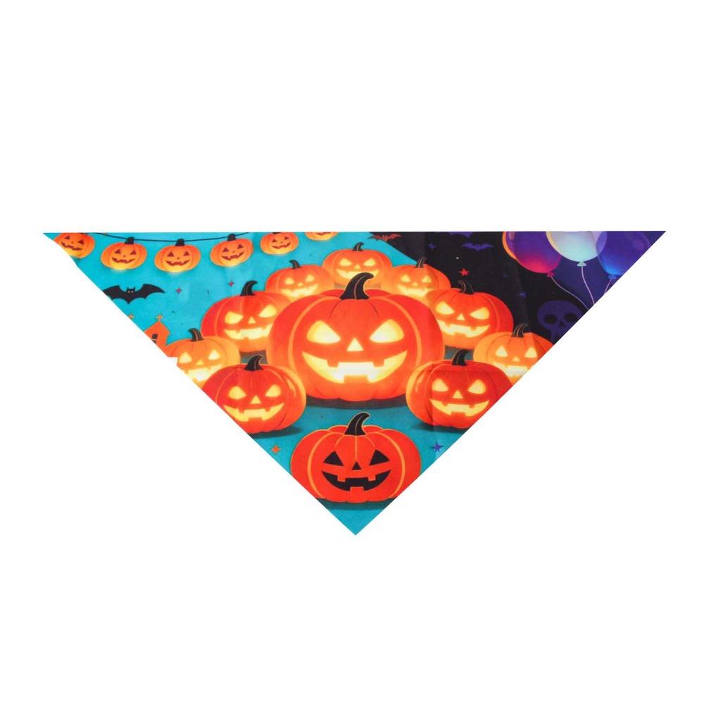 Pumpkin Print Dog Triangle Bibs Ghost Pattern Cat Saliva Towel Pet Halloween Bandana Photo Props Style 1