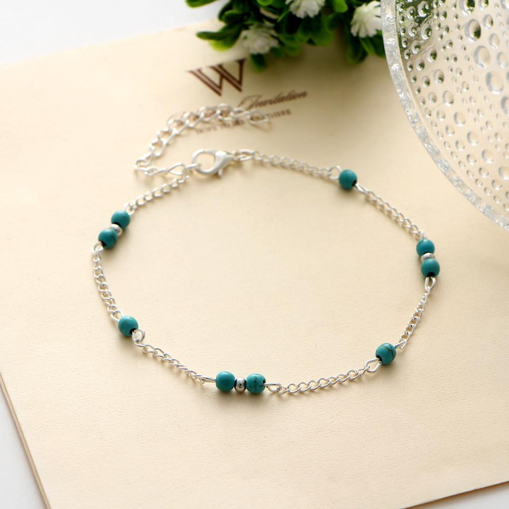

Ankle Chain Minimalist With Handcrafted Turquoise Beads For Daily Wear Gifts And