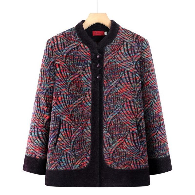 

New wife winter woolen coat top piled and thickened old clothes to keep warm 5XL [recommended 160-82.5 kg]