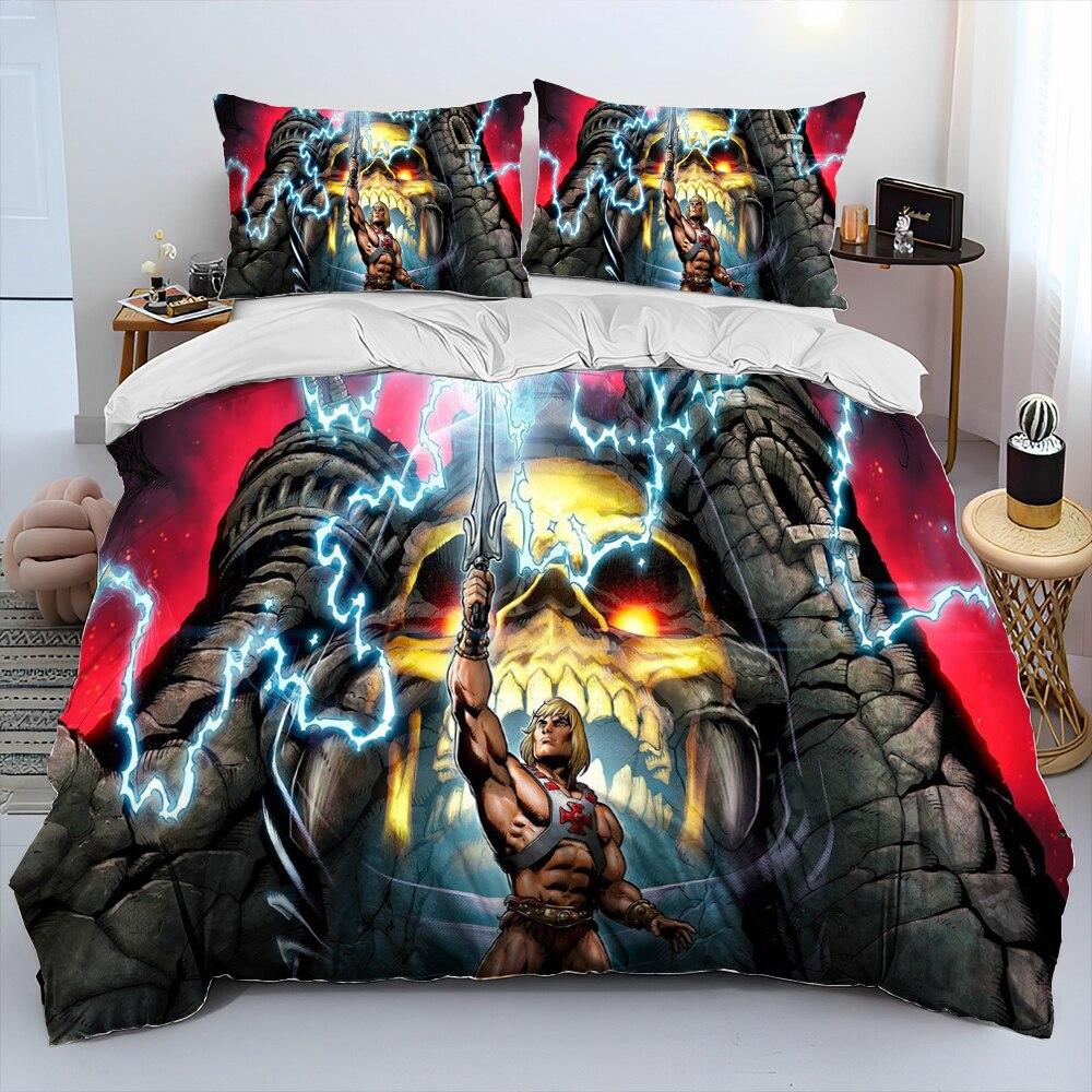 He-Man und die Masters of the Universe Bettdecken-Bettwäsche-Set, Bettbezug, Bettbezug, Kissenbezug, Queen-Size-Bettwäsche-Set