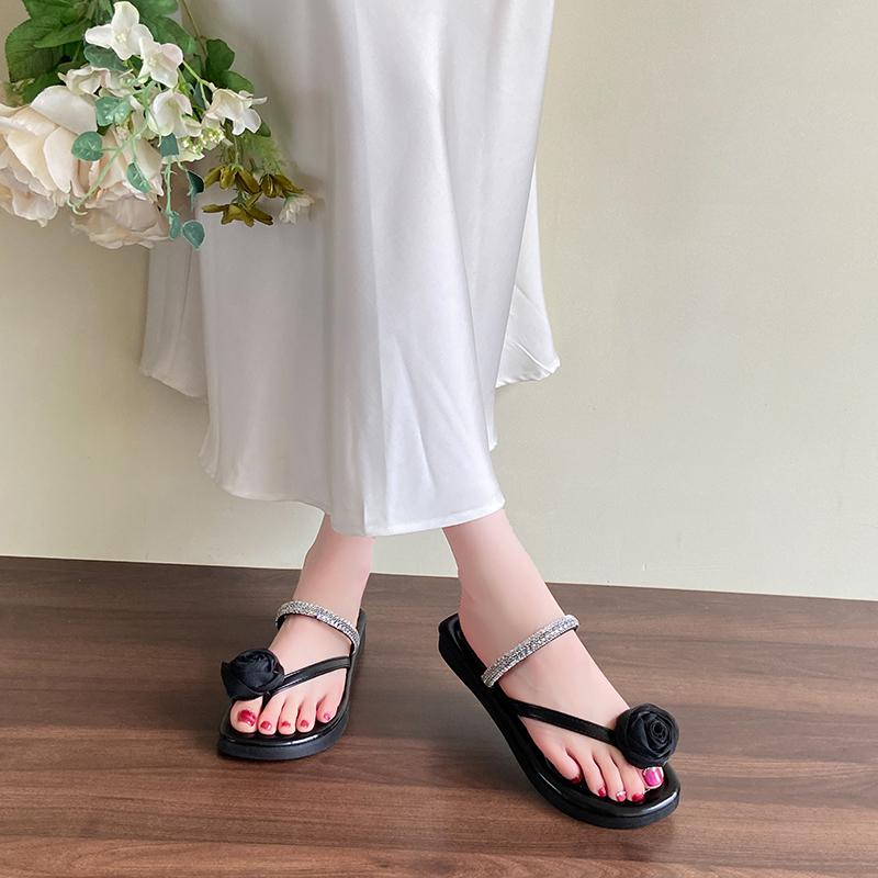 Fashion CRLAYDK Women's Slide Sandals Flower Slip On Flat Straps Flip Flops Casual Summer Beach Travel Dressy Walking Soft Slippers