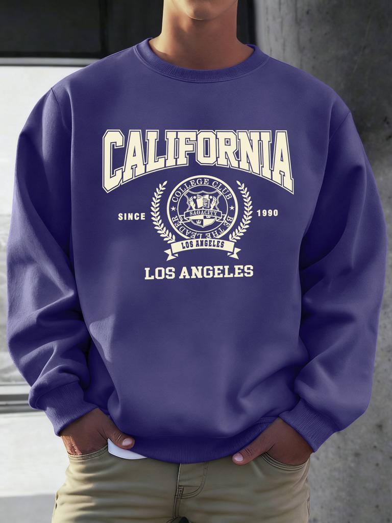 California Los Angeles Since 1990 Printed Pullovers Men Street Fleece Clothing Hipster Autumn Clothes Hip Hop Loose Sweatshirt