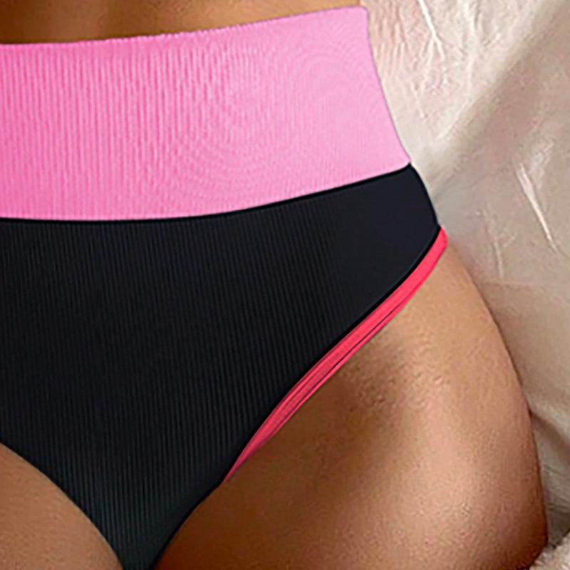 2025 Color Block Sexy Bikini: European & American Split Swimsuit, Women’s High-End Beach & Hot Spring Swimwear