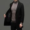 Men's 2025 Autumn/Winter Double-Faced Pure Wool Coat with Detachable Down Inner Layer, Mid-Length
