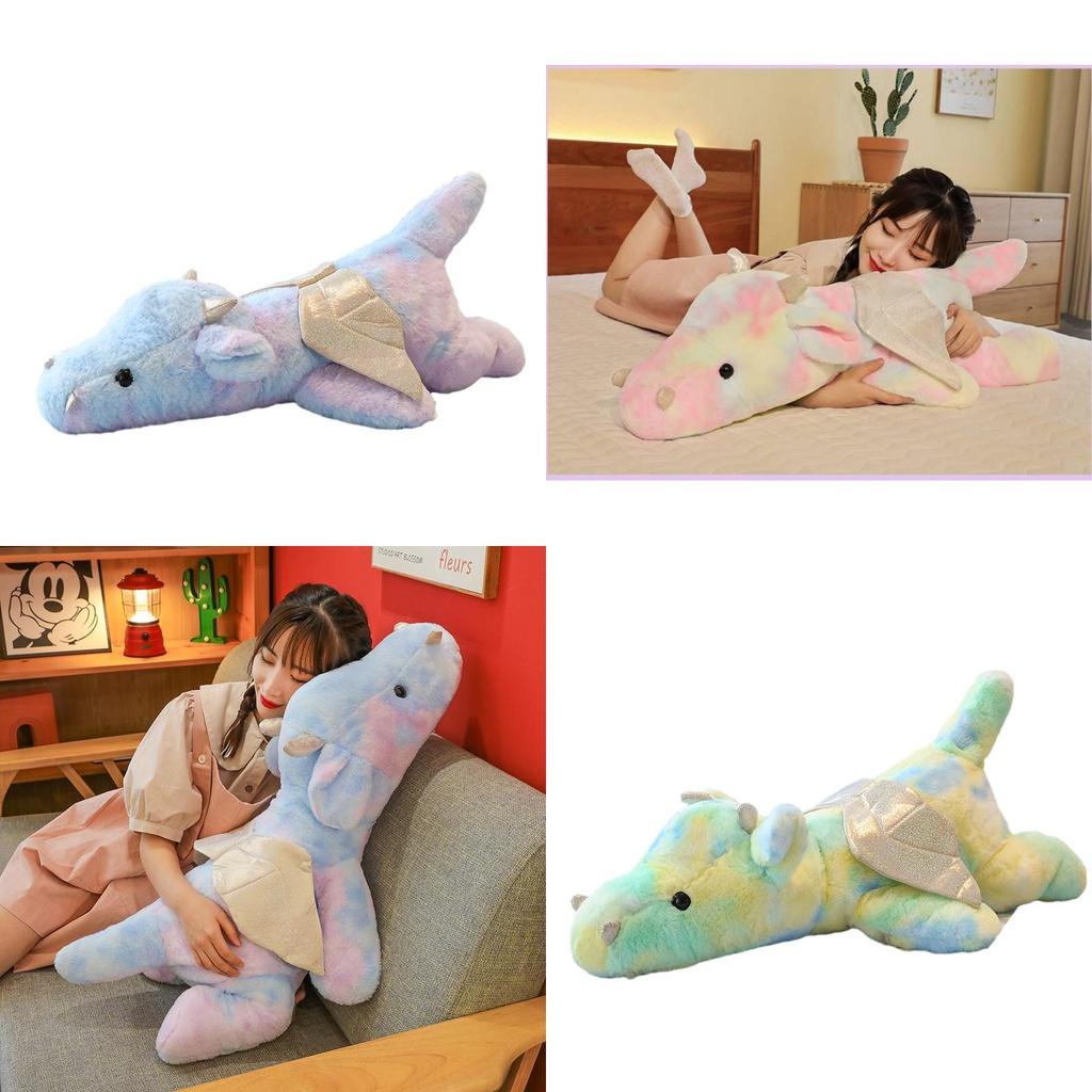 Colorful Small Dragon Plush Toy Pillow Tie-dye Dinosaur Doll Plushie Wholesale Gift