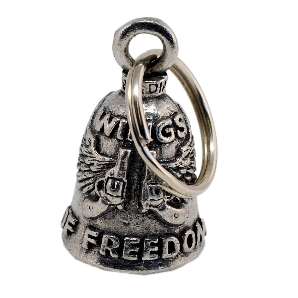 Guardian Bell USA AMGB-161 Wings of Freedom, Biker Amulet, Key Chain, Traffic Safety Bell Amulet, Pewter