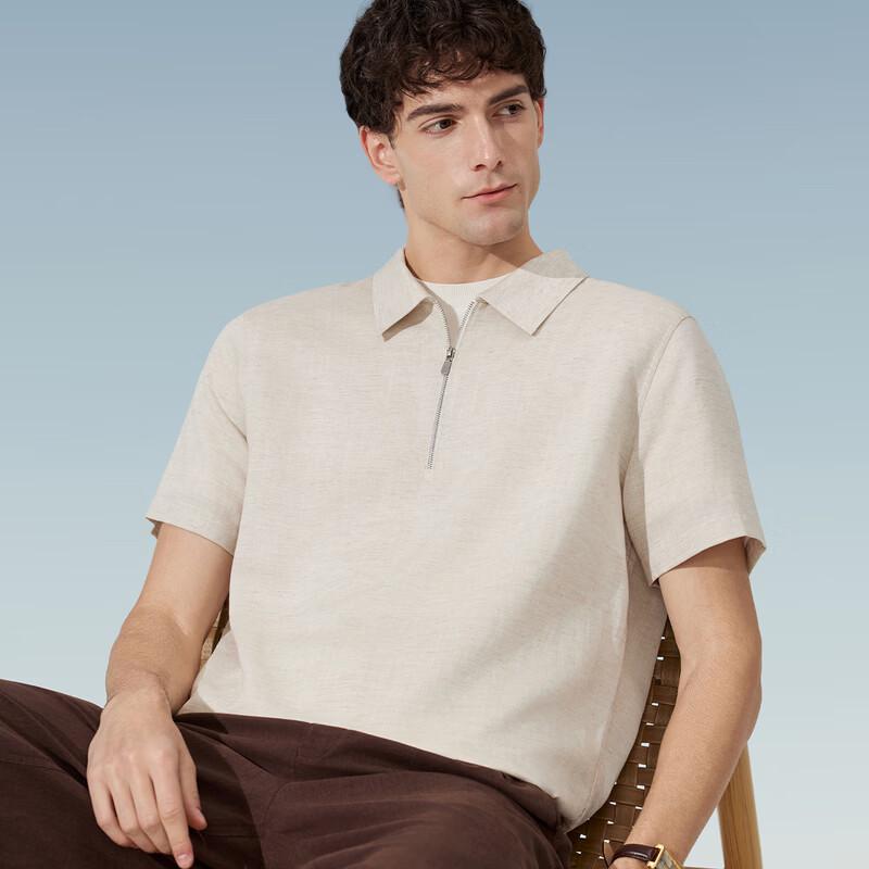 Judger Men s Breathable Linen Blend Zipper Polo Shirt XXL