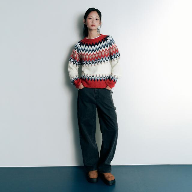 LAP Coloring Nordic Oversized Knit Aq4Khb24