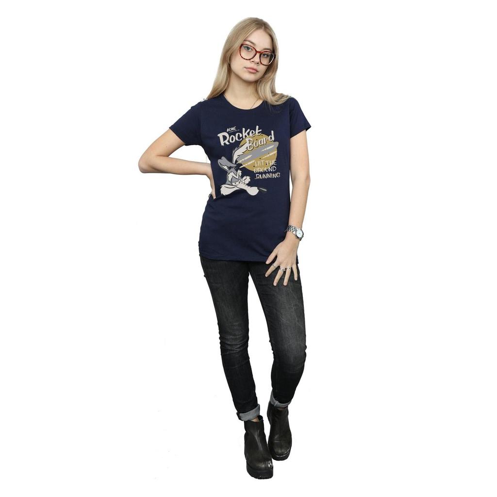 Looney Tunes Womens/Ladies Wile E Coyote Rocket Board Cotton T-Shirt