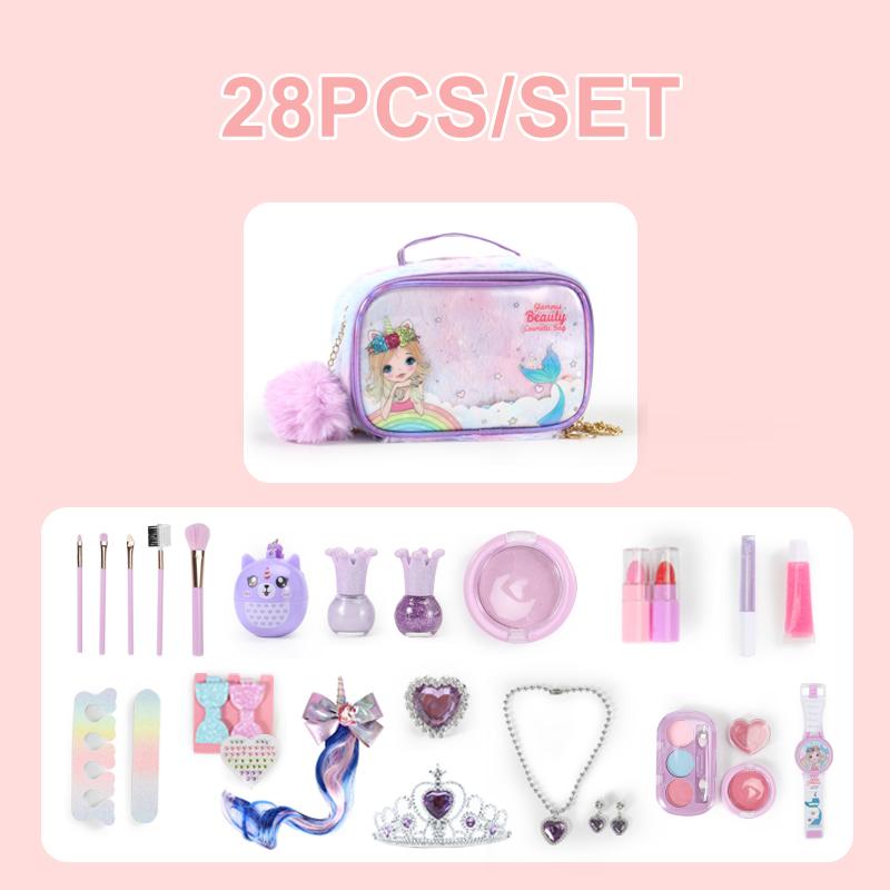 Non-Toxic Kids Makeup Kit For Children Washable Safety Nontoxic Pretend Play Make Up Toys For Children Little Princess Christmas Birthday Gift