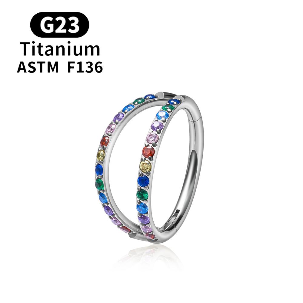 F136 G23 Titanium Nose Ring 16G Hinged Segment CZ Septum Clicke Daith Earrings Hoops Ear Cartilage Tragus Helix Piercing Jewelry