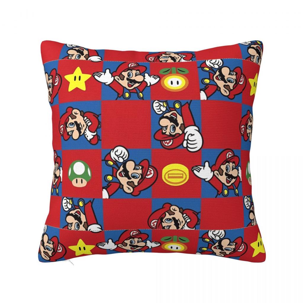 Marios Square Pillowcases Polyester Seat Luigi Mushroom Yoshi Cushion Cover Funny Pillow Cover 45*45
