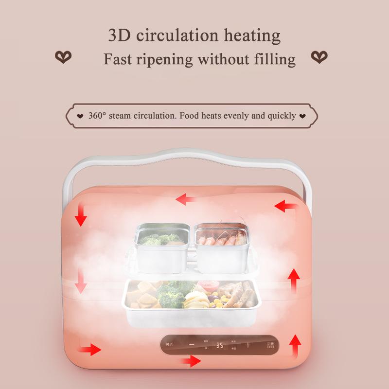 Double-Deck Steaming and Boarding Heating Lunch Box, Plug-in Insulation, Portable Self Heating Lunch Box for Office Workers