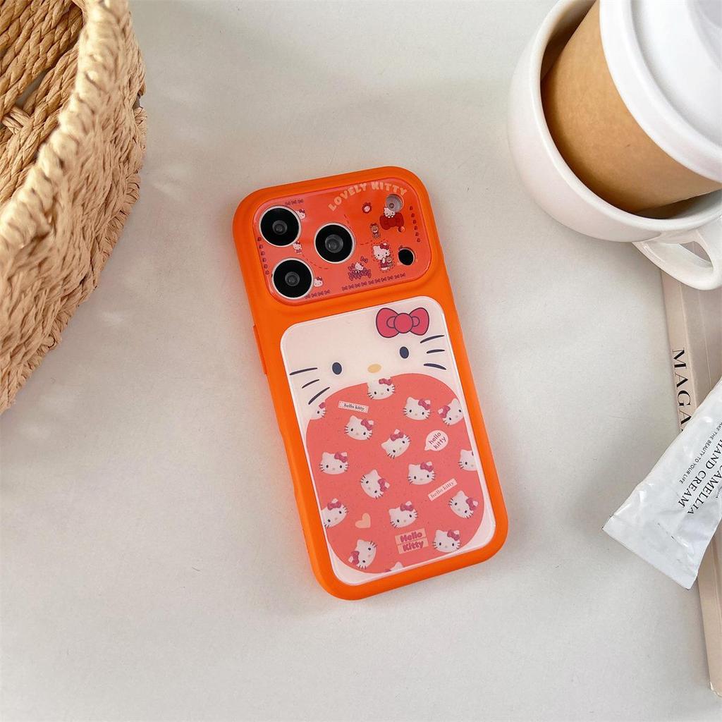 Cartoon Orange Cat iPhone 15 Pro Max Case - Anti-Fall, Big Window Design