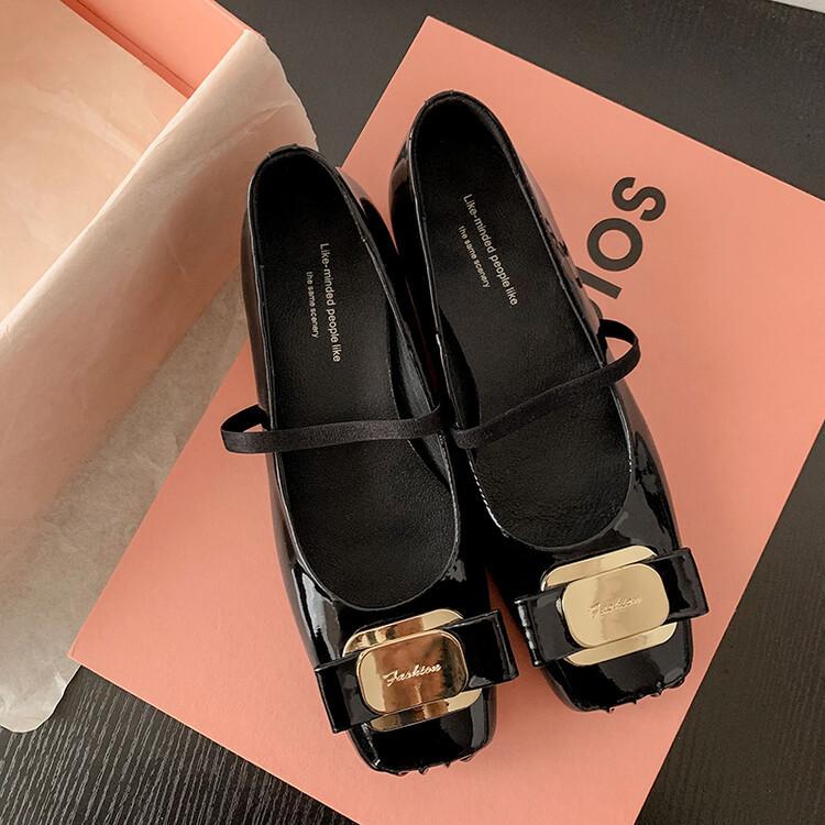 Continue to produce~ 2025 leather ballet shoes women's French shallow mouth flat bottom one word with Mary Jane single shoes