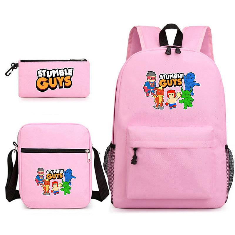 Large Capacity Schoolbag with Shoulder Strap; Student Three-piece Pencil Case Set