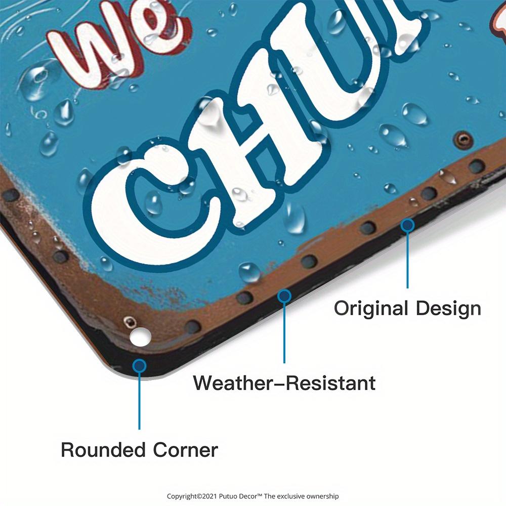 1pc Vintage Metal Tin Sign - "We Don't Skinny Dip We Chunky Dunk" Wall Art, Rustic Swimming Pool Decor with Humorous Quote