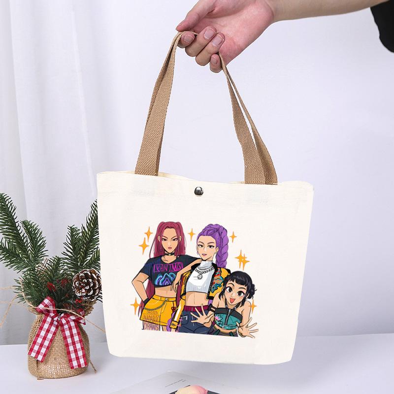 K-Pop Animation Cartoon Printing High Value Fashion Simple Canvas Bag Going Out Portable Shopping Bag Handbag