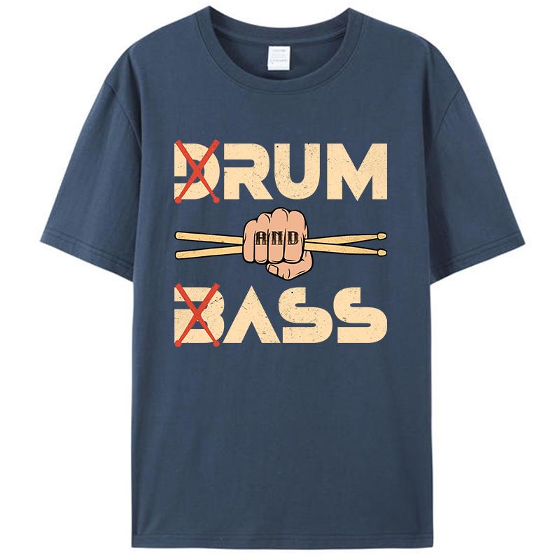 Funny Drum & Bass / Rum & B-Ass Lovers Drummer Leisure Men's T-Shirt Clothing Women Cotton Short Sleeve Tee Shirts Vintage Tops
