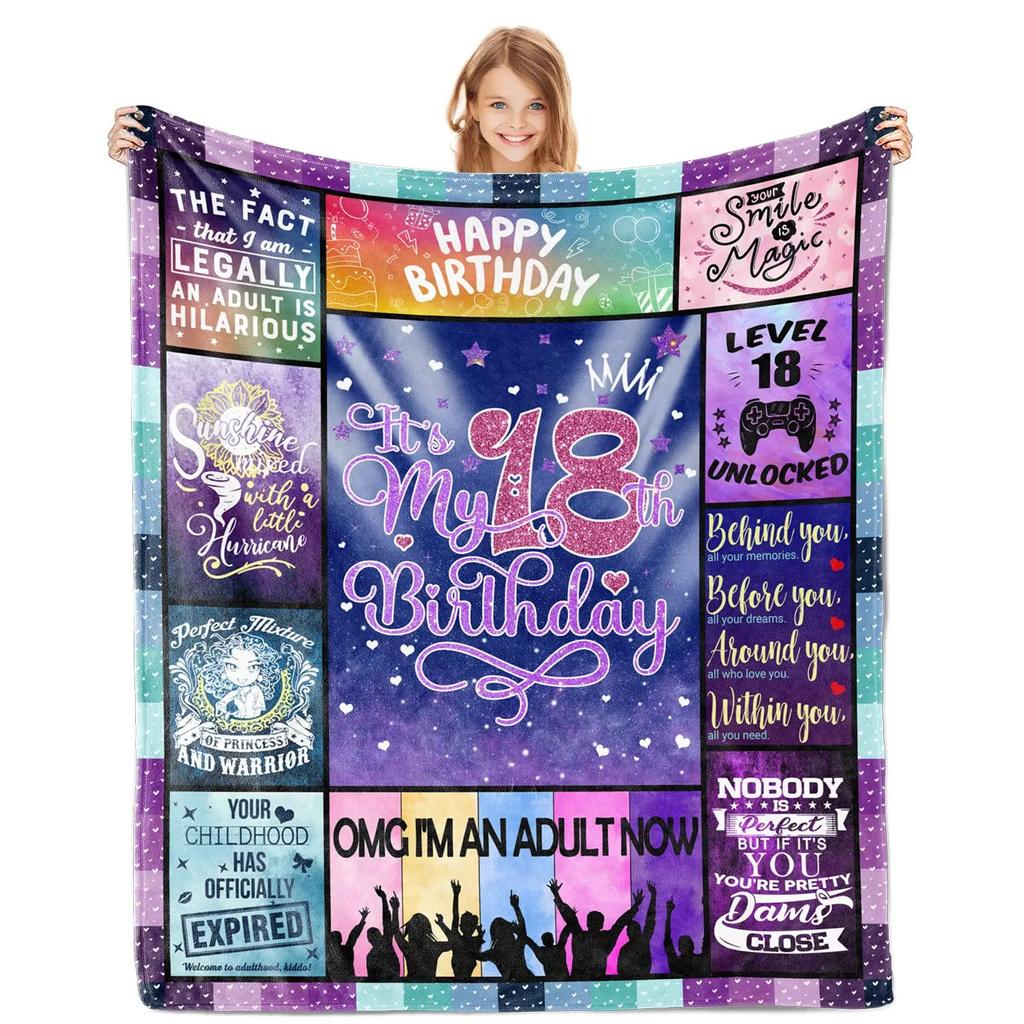 18Th Birthday Creative Blanket For Boys And Girls Adult Gift Flannel Blanket