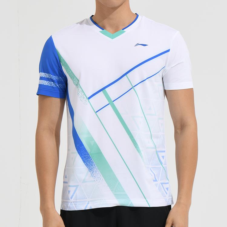 Li-Ning Badminton Quick-Dry Training Competition Short-Sleeve T-Shirt Men Tops White AAYS071-1