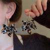 Vintage Leopard Print Flower Drop Earrings for Women Exaggerated Acrylic Large Petal Personality Earrings Zircon Accessories