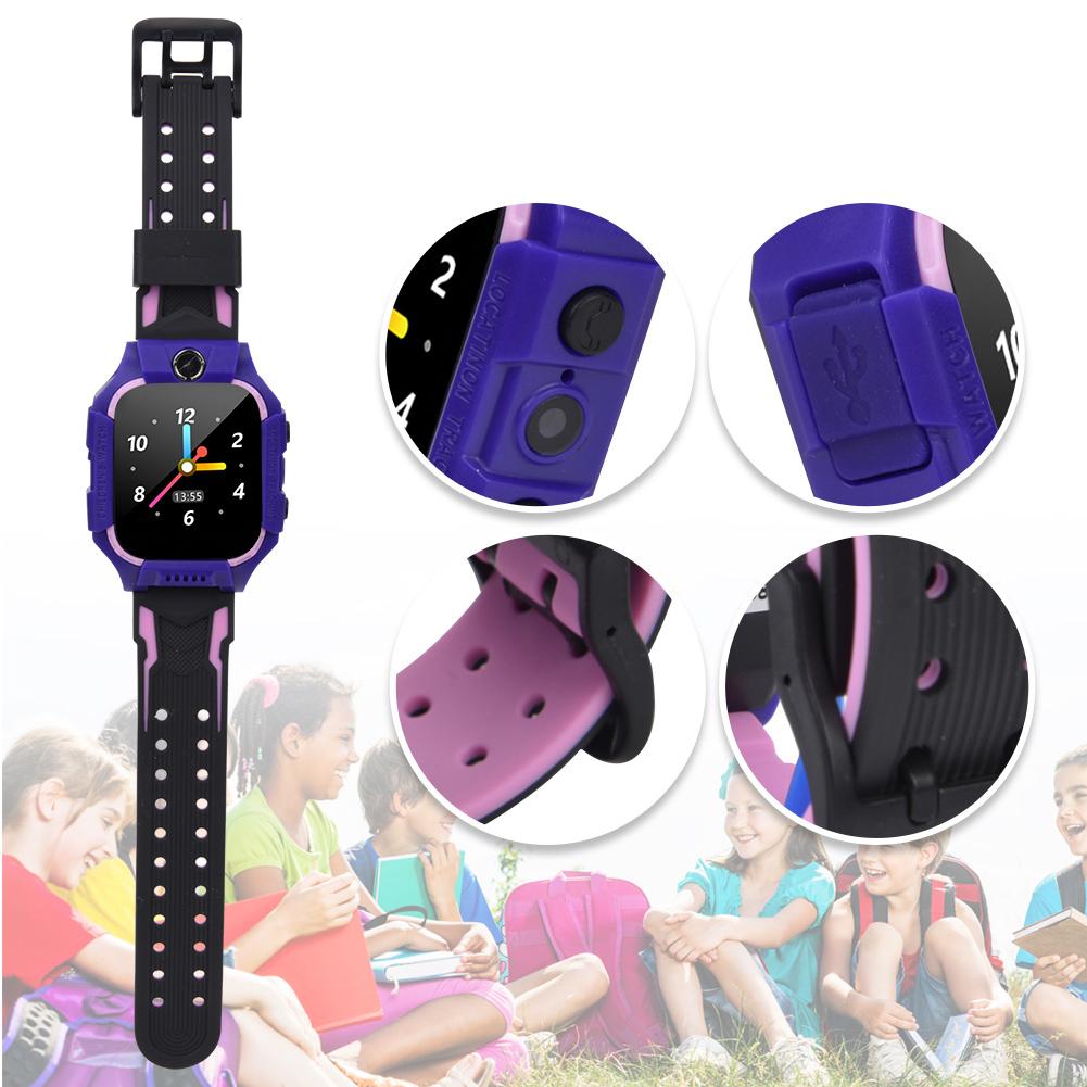 E12 Kid Phone Smart Watch Insert Card Take Photo with Colours TFT Screen(black &pink&purple)
