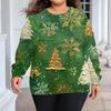 Ladies' Fashionable And Casual Christmas Cute Printed Round Neck Long Sleeved Knitted Yarn