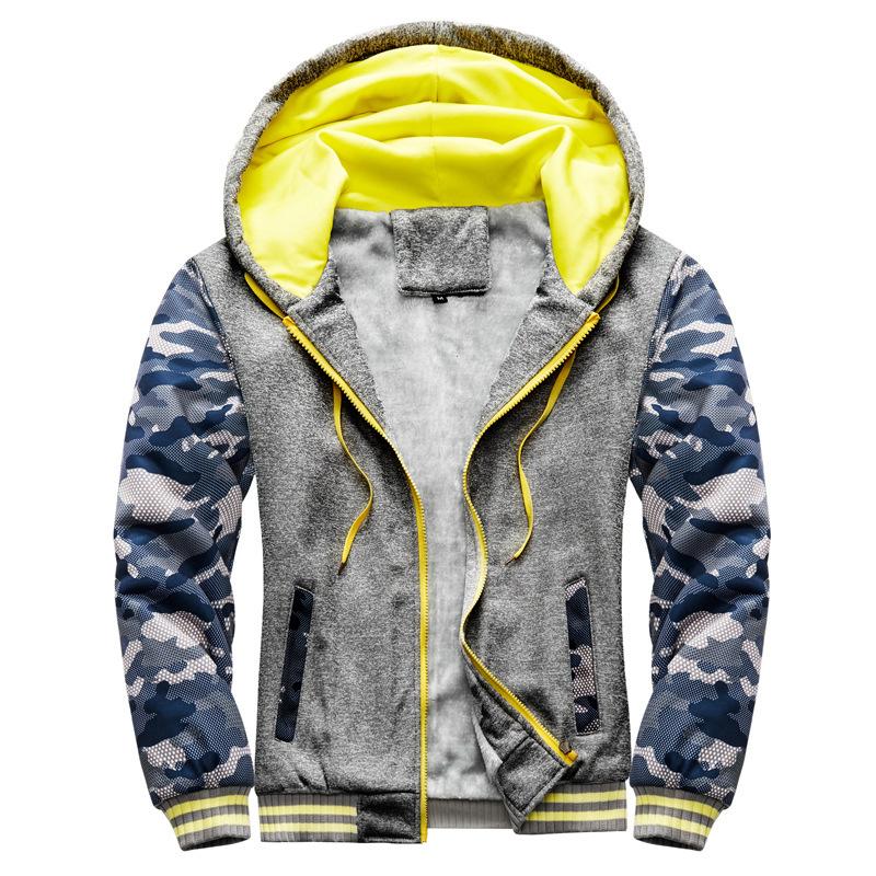Mens Sweatshirt Hooded Autumn and Winter Men's Baseball Clothing Padded and Thickened Men's Jacket Warmth