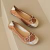 Retro color matching ballet flats women's spring summer bow doll head shoes