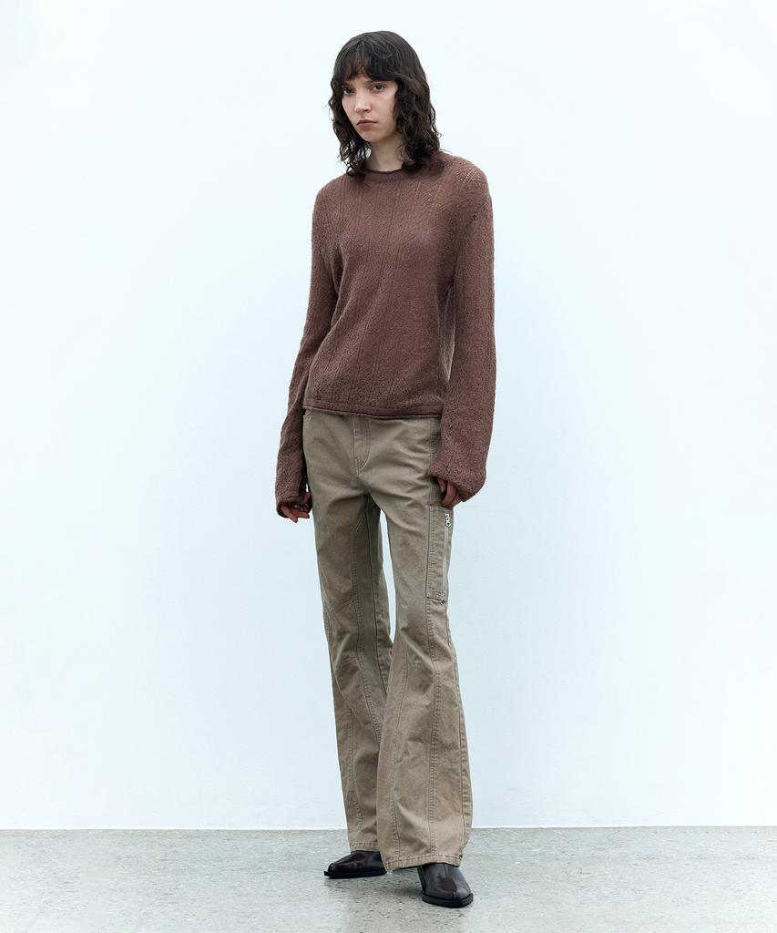 Insilence Woman Washed Bootcut Pants Ash Beige