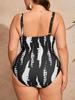 Costume da bagno intero bikini stampato con scollo a V taglie forti europee e americane