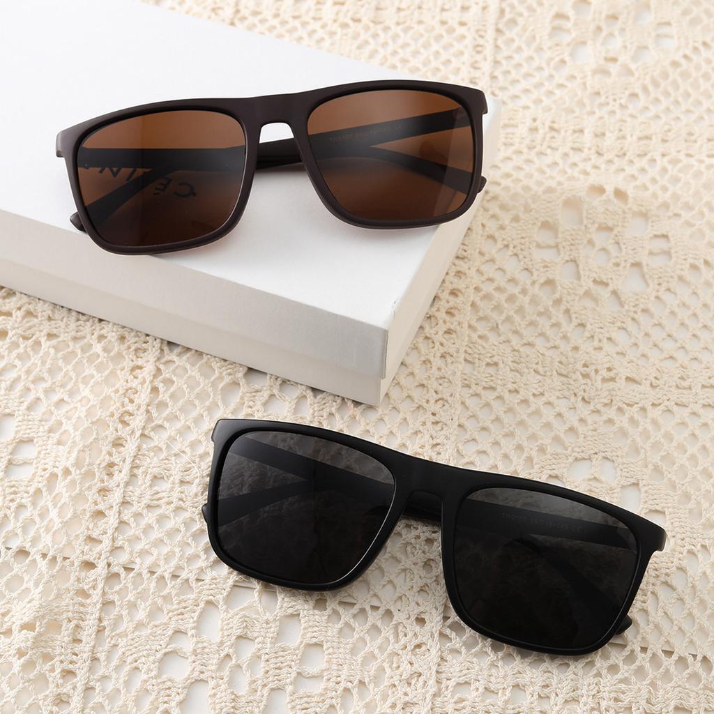 Glasses Tr9107 Polarized Square Matte Black Brown Sunglasses Women, Sunglasses Men
