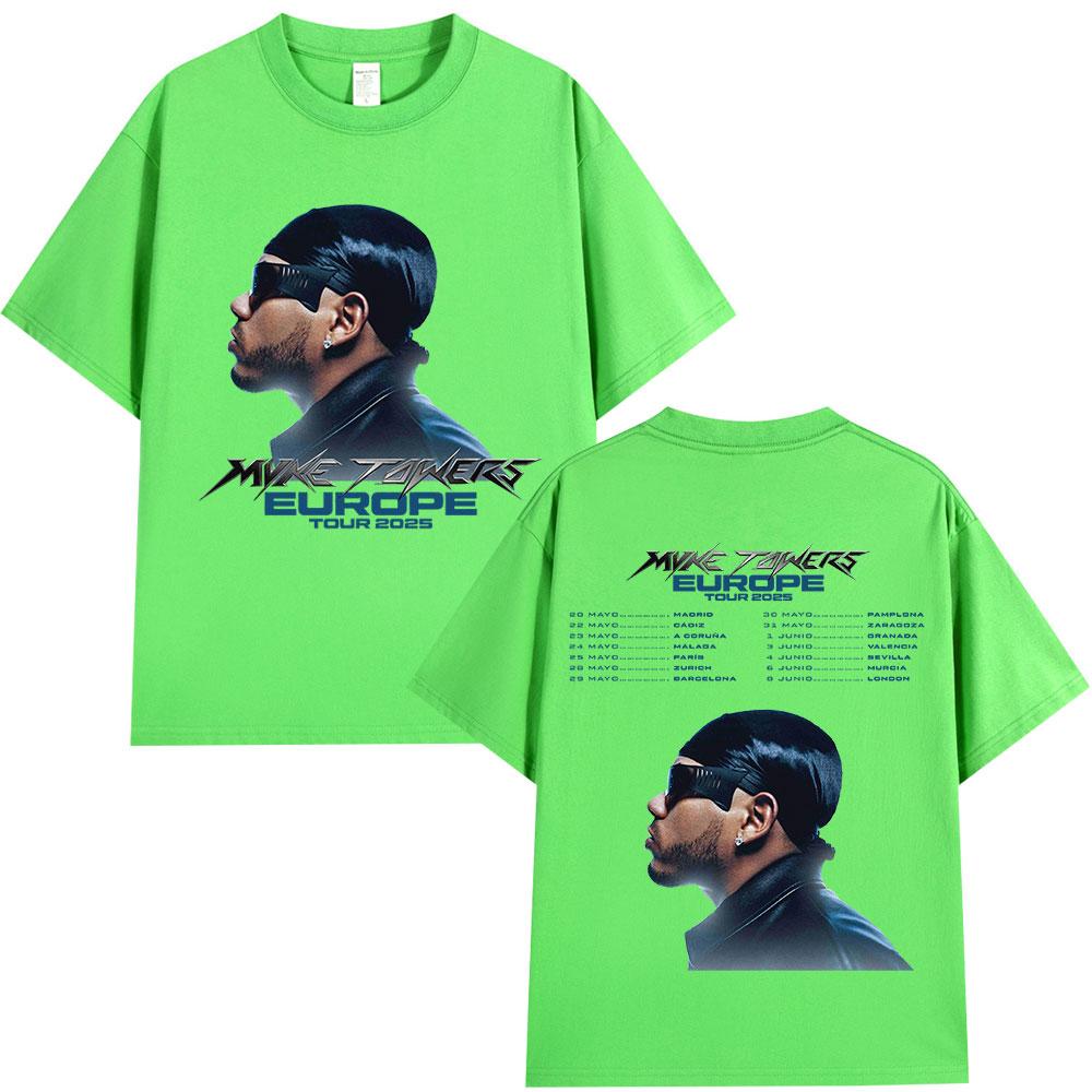 Rapper Myke Towers Europe Tour 2025 Merch Tshirts Unisex Women Fashion Hip Hop Tshirt Casual Cotton Oversized T Shirt Streetwear