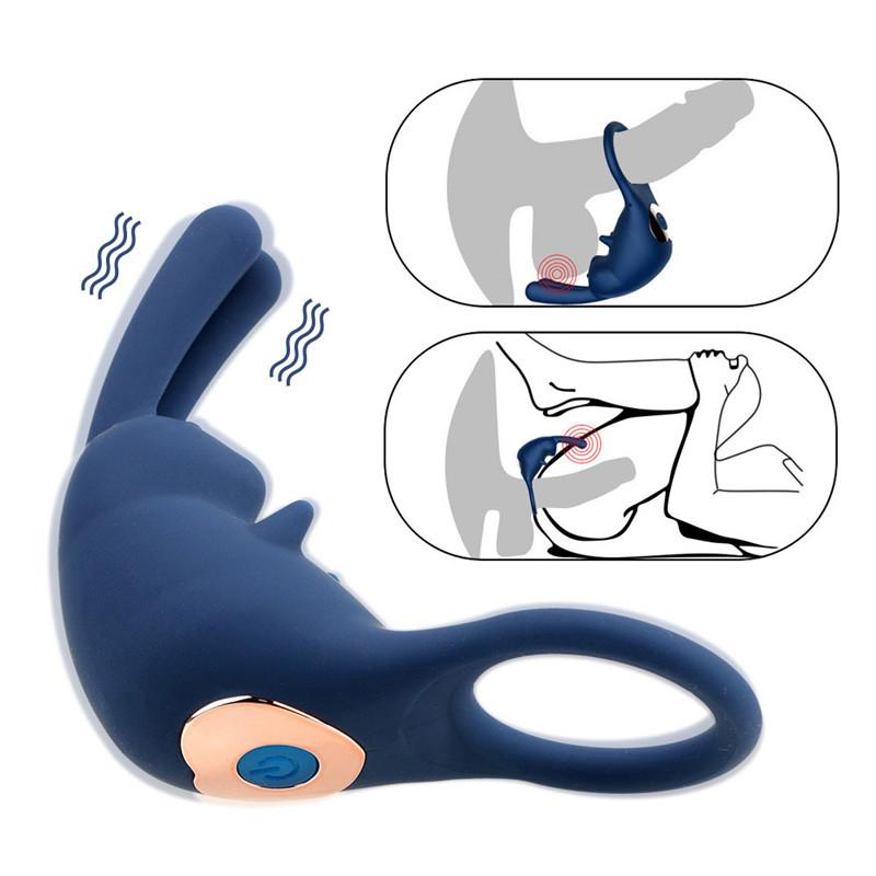 10 Speeds Clitoris Stimulation Massager Vibrator Sex Toy for Men Couple Delay Ejaculation Penis Ring Vibrating Cock Rings