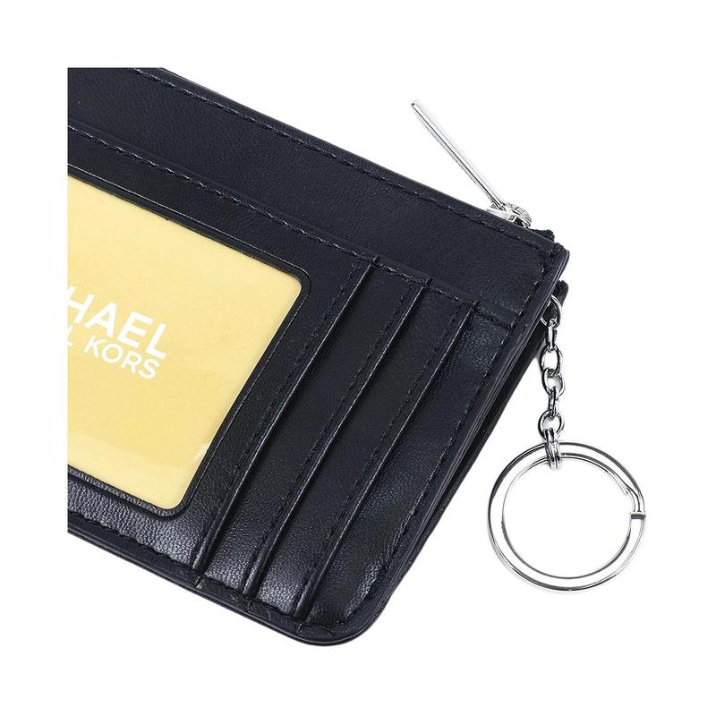 Michael Kors Jet Set Travel Logo Letter Metal Zipper Closure Artificial Leather Wallet Small Men's Black